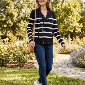 Lauren Ralph Lauren Black and White Striped Jacket